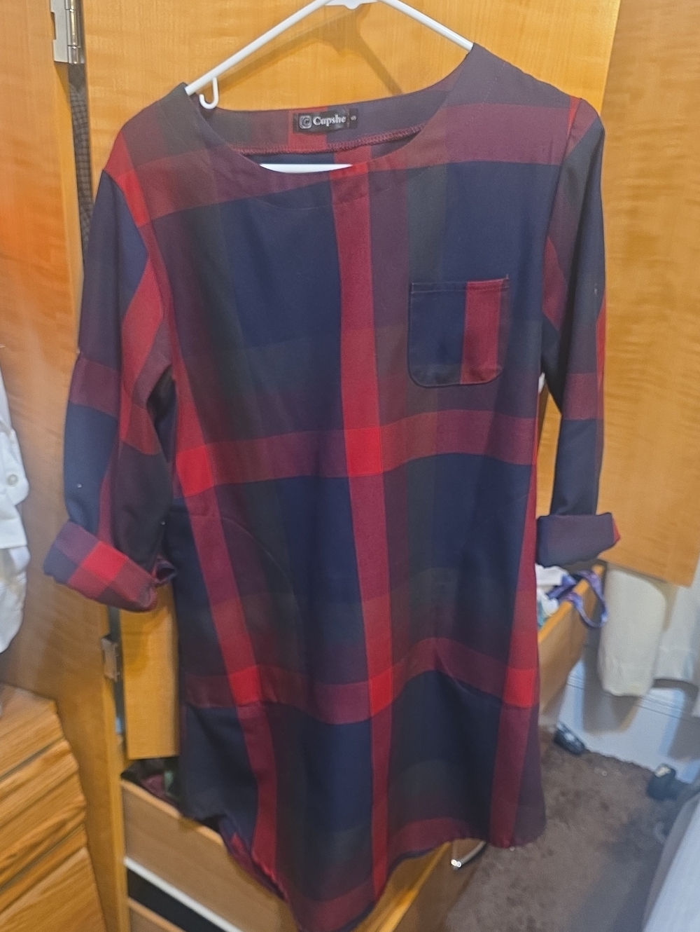 Coupé Plaid Mini Dress in Blue & Red Like New